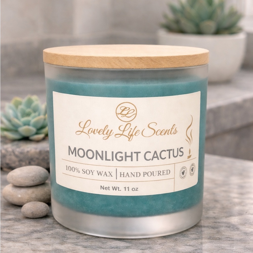 Moonlight Cactus 11 oz Premium Soy Candle from Lovely Life Scents - Picture 2 of 4